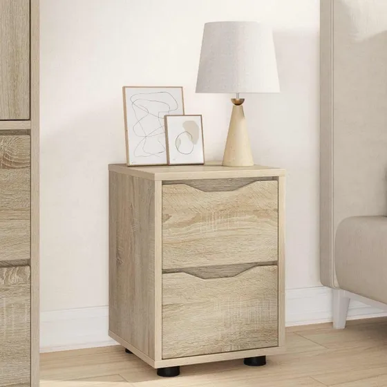 vidaXL Sengebord Sonoma eg 30,5 x 30 x 43 cm, konstrueret træ