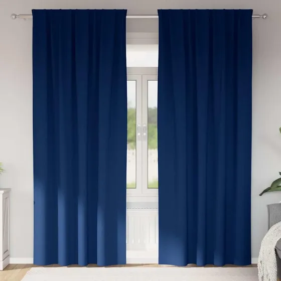 vidaXL Mørklægningsgardiner med ringe, mørk blå, 245 x 140 cm, 2 stk