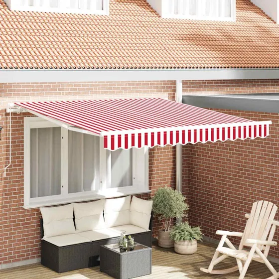 vidaXL Udtrækkelig Markise Rød og Hvid 300 x 250 cm
