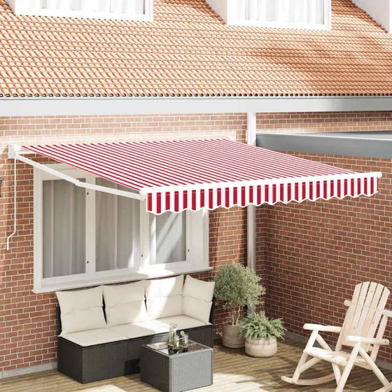 vidaXL Udtrækkelig Markise Rød og Hvid 300 x 250 cm
