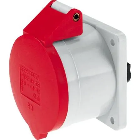 CEE H6 400V 16A 7-pol Rød Indbygning IP44
