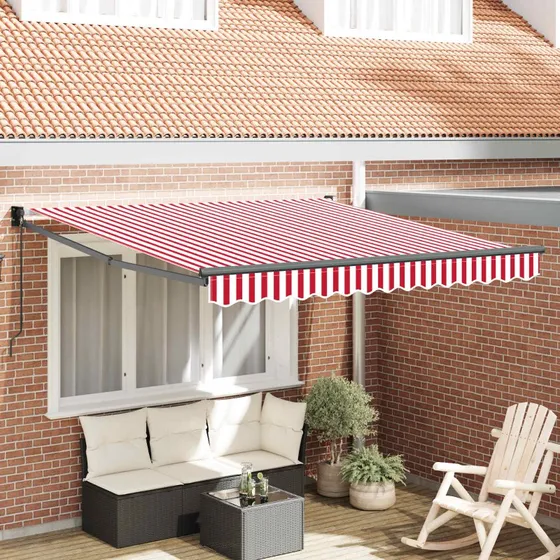 vidaXL Udtrækkelig Markise Rød og Hvid 300 x 250 cm