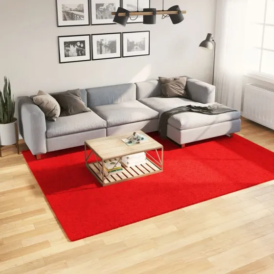 vidaXL HUARTE gulvtæppe 200x280 cm rød, kort luv, vaskbart