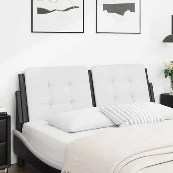 vidaXL Gavlpude Zadar 137 cm hvid/sort kunstlæder