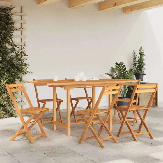 vidaXL Havebord med udtræk 110-160x80x75 cm, massivt teaktræ