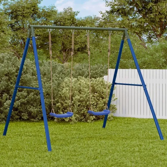 vidaXL Gyngestativ 206 x 185 cm, blå/mørkegrøn