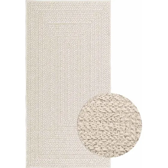 vidaXL ZIZUR 80x150 cm gulvtæppe i jute-look, creme, indendørs og udendørs