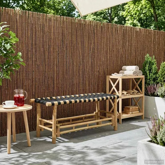 vidaXL Havebænk 110 x 38 x 40 cm Bambus Naturfarvet Rektangulær