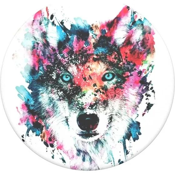 PopSockets PopGrip Wolf – Aftageligt Fingergreb med Stander