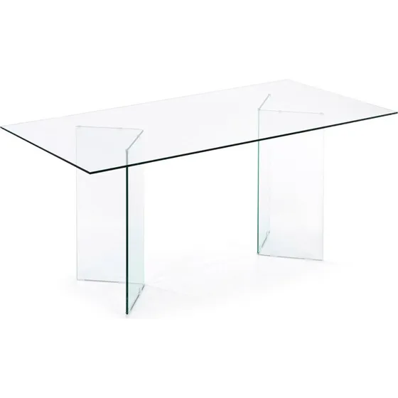 Kave Home Burano spisebord 180x90 cm i klart hærdet glas