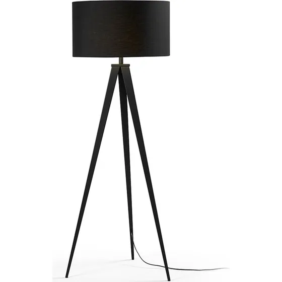 Kave Home Uzagi Gulvlampe, Sort Metal/Stof