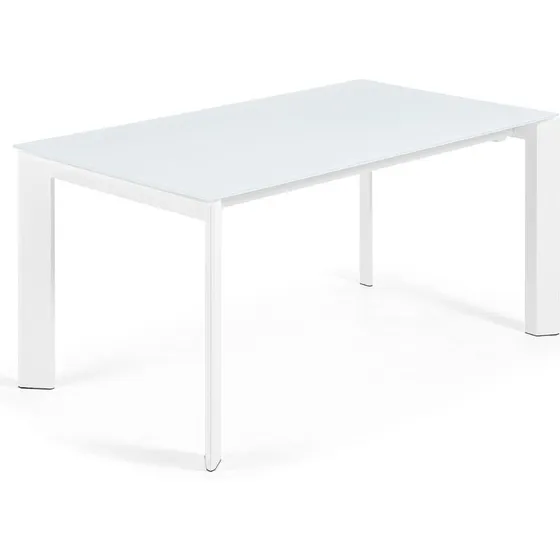 Kave Home Axis Udtræksbord 160-220 cm hvidt glas