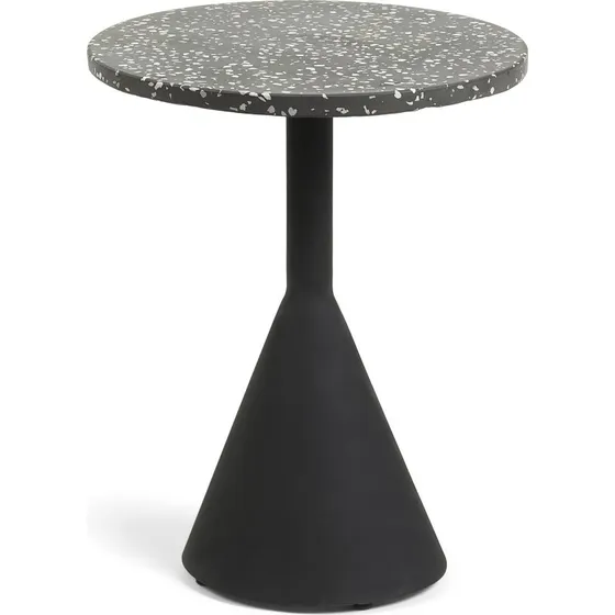 Kave Home Melano Rund Sidebord - Sort Terrazzo/Metal (Ø40)
