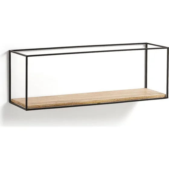 Kave Home Edwina Væghylde Natur/Sort Mangotræ & Metal
