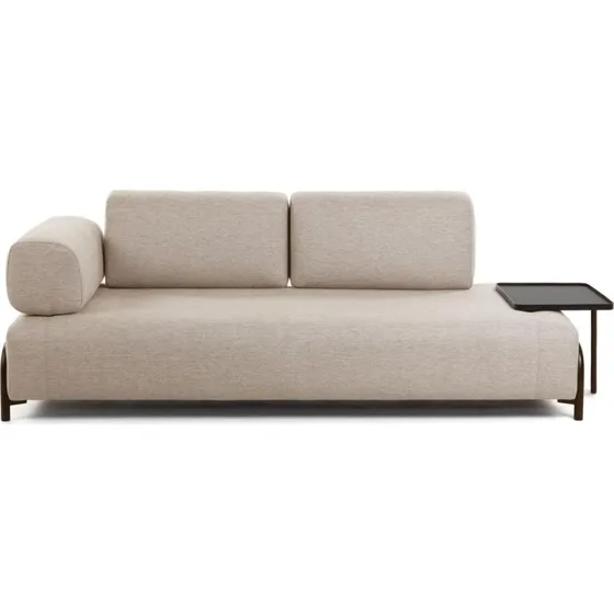 Kave Home Compo 3-pers. sofa beige med integreret sidebakke