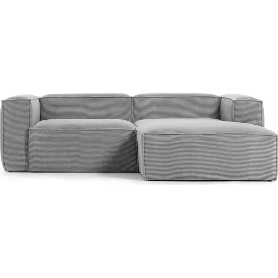 Kave Home Blok sofa med højre chaiselong, grå fløjl