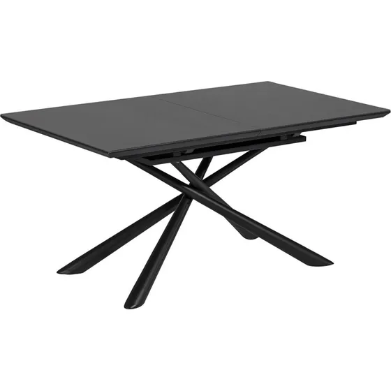 Kave Home Theone spisebord, klar glas og sort stål 210x90 cm