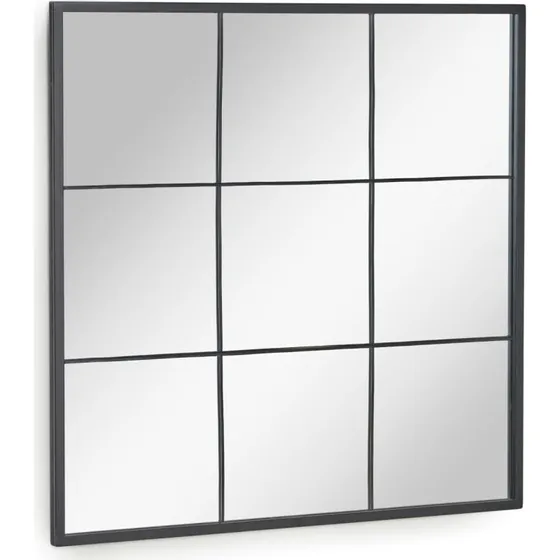 Kave Home Ulrica vægspejl, 80x80 cm, sort stål