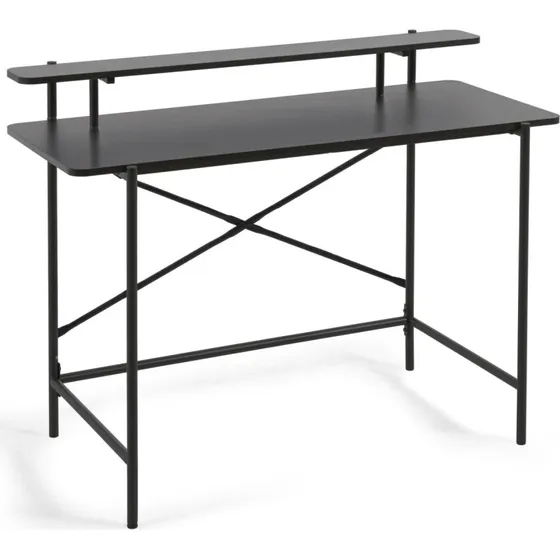 Kave Home Galatia skrivebord 120x65 cm sort med hylde