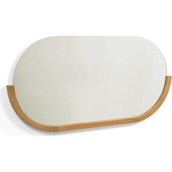 Kave Home Rokia vægspejl, oval 90x55 cm, natur teaktræ