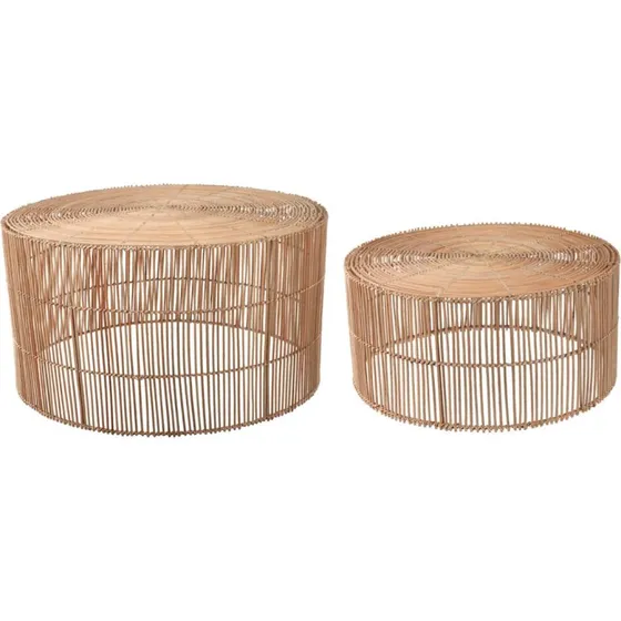Kave Home Elmima sofabord, rund natur rattan (sæt af 2) Ø66 cm