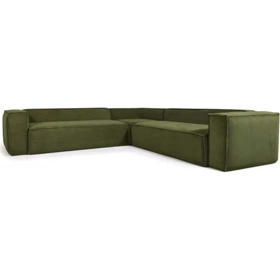 Kave Home Blok Hjørnesofa Grøn Corduroy 320x320 cm