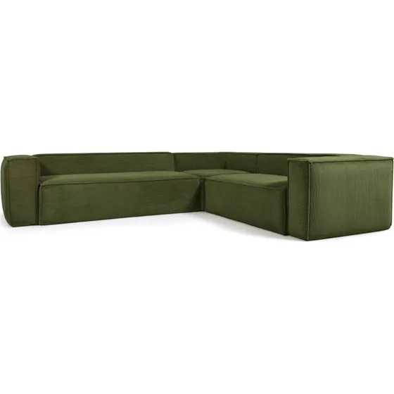 Kave Home Blok Hjørnesofa Grøn Corduroy 320x290 cm