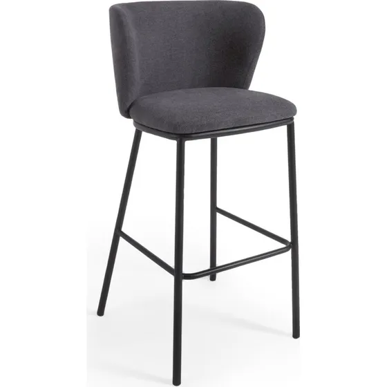 Kave Home Ciselia barstol, grå chenille, højde 102 cm