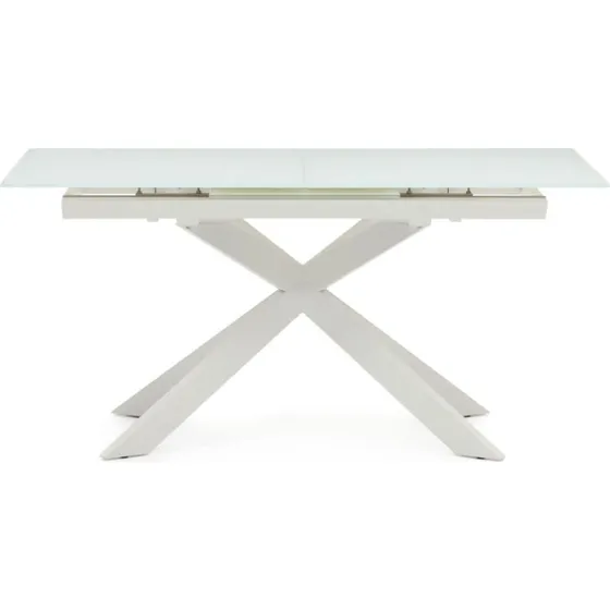 Kave Home Atminda udtrækkeligt spisebord 160x90 cm hvidt hærdet glas