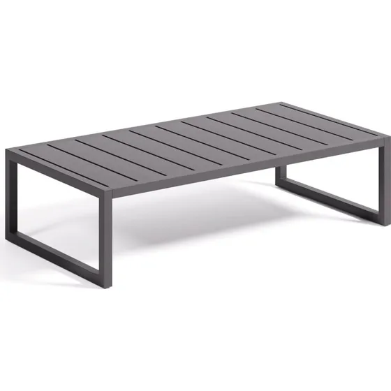 Kave Home Comova udendørs sofabord, sort aluminium 114x60x30 cm