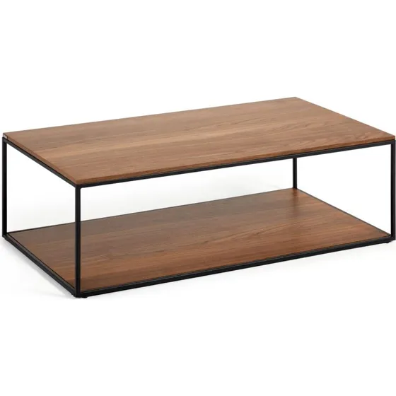 Kave Home Yoana Sofabord, brun valnød, sort jern, 110x60 cm