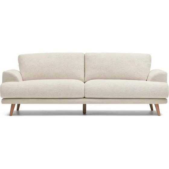 Kave Home Karin 3-pers. sofa beige chenille m/ aftageligt betræk, valnødben