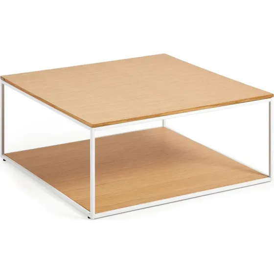 Kave Home Yoana Sofabord 80x80 cm natur/hvid egefiner & stålstel