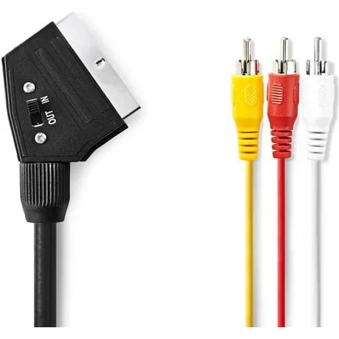 Nedis SCART til RCA-kabel, 1 m, sort