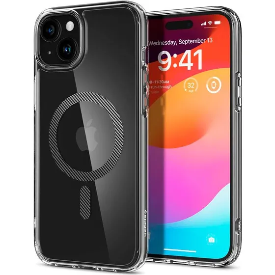Spigen Ultra Hybrid MagSafe Cover til iPhone 15 Plus, Carbon Fiber