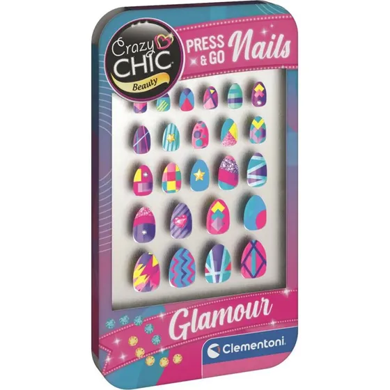 Clementoni Crazy Chic Press On Negle til Børn, 24 Stk