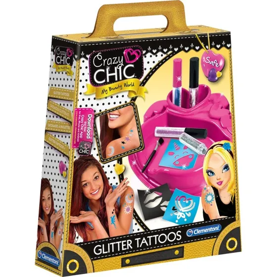 Clementoni Crazy Chic Sminkesæt med Glitter Tattoos – 6+ år