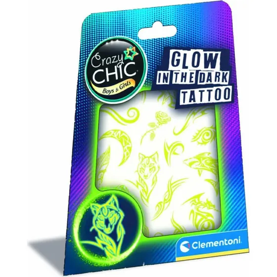 Clementoni Crazy Chic Glow in the Dark Tatoveringssæt, 6+ år