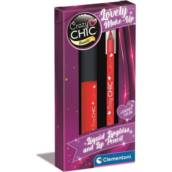 Clementoni Crazy Chic Lipgloss og Lipliner Rød, 6+ år