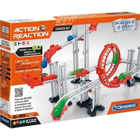 Clementoni Action & Reaction Kuglebane Startsæt – 50+ Dele