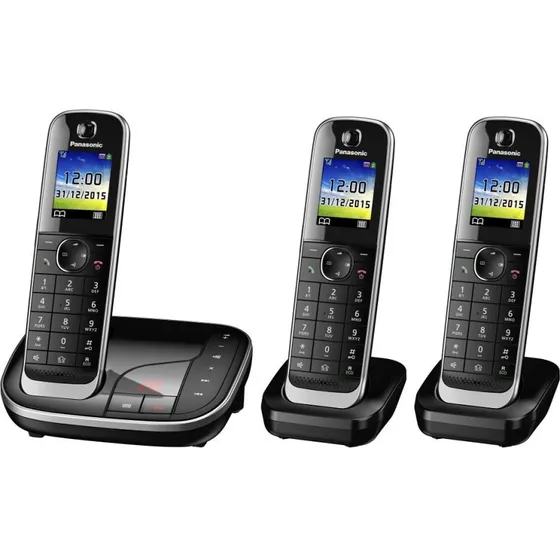 Panasonic KX-TGJ323GB Trådløs DECT-telefon med 3 håndsæt, Sort