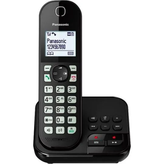 Panasonic KX-TGC463GB Trådløs Telefon med Besvarelsessystem, 3 Håndsæt, Sort