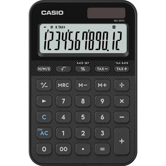 Casio MS-20YC Skrivebords-regnemaskine, 12 cifre, sort