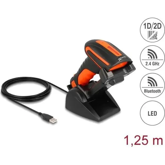 DeLOCK Industrial Barcode Scanner 1D/2D med ladestation