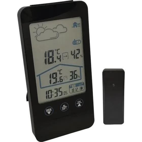 Mebus 11908 Digital Vejrstation med Sensor - Sort