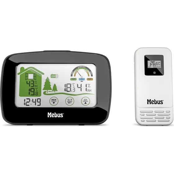 Mebus 40902 Digital Vejrstation med Sensor - Sort