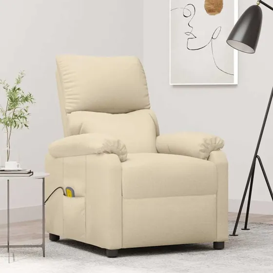 vidaXL massagestol i stof, cremefarvet