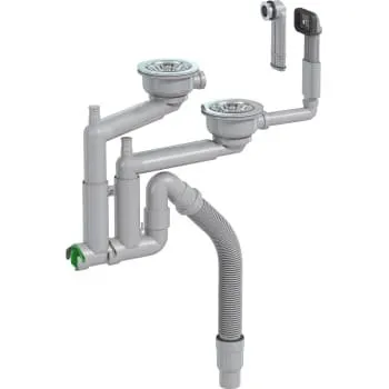 Prevex SmartLoc afløbssæt til dobbelt kumme, Ø50 mm, grå