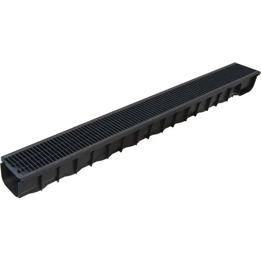 NID Basic Line afløbsrende 100 cm, sort PP-rist
