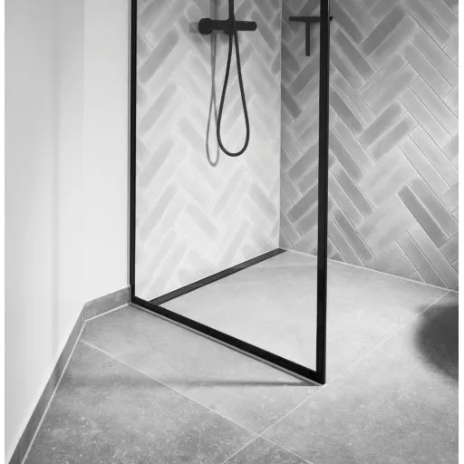 Unidrain GlassLine brusevæg, 100 cm, klart glas, sort ramme